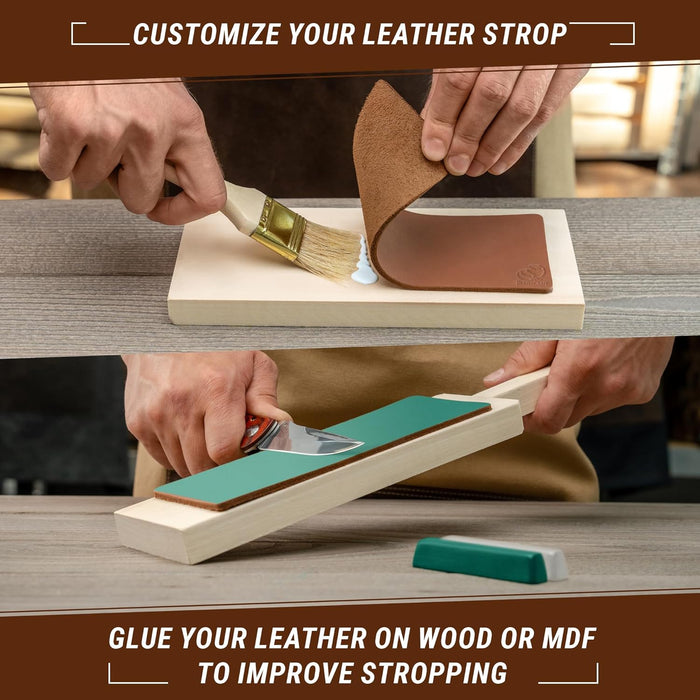 BeaverCraft (LS2P11) - Leather Strop with Green & White Polishing Compound