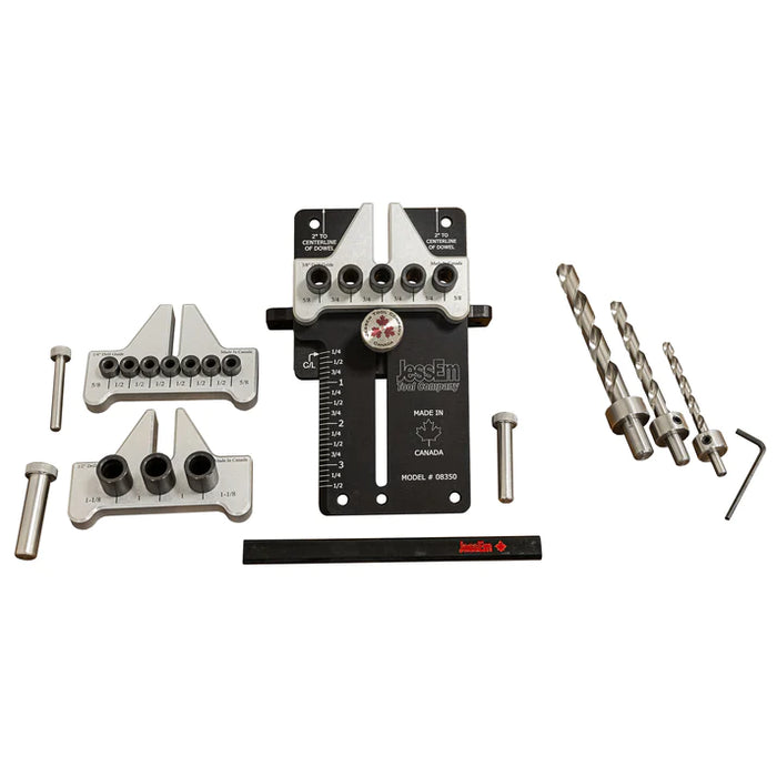 JessEm Dowelling Jig Master Kit (Includes 1/4", 3/8" and 1/2" dowelling kits) (DCE)
