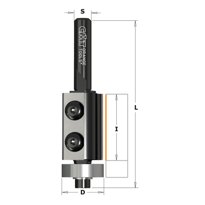 CMT Replaceable Carbide Insert Flush Trim Bits with Bottom Bearing Guide