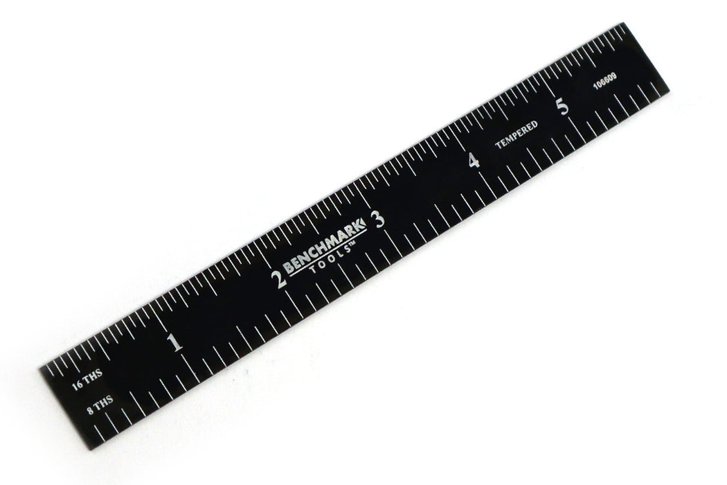 Benchmark Tools™ Black Chrome Woodworking Rulers with 1/8th and 1/16ths on Both Sides
