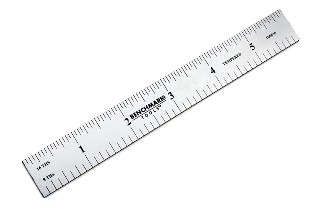Benchmark Tools™ Satin Chrome Woodworking Rulers with 1/8th and 1/16ths on Both Sides