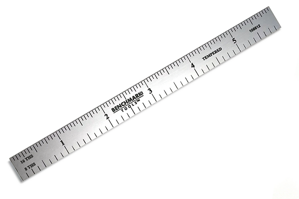 Benchmark Tools™ Satin Chrome Woodworking Rulers with 1/8th and 1/16ths on Both Sides