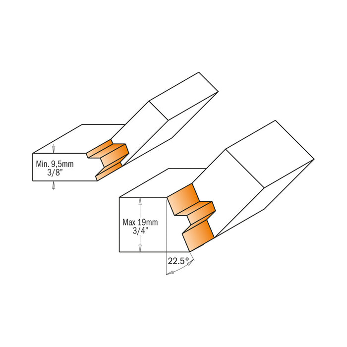 CMT Lock Miter Carbide Tipped Router Bit Set