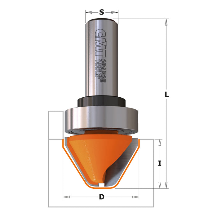 CMT Lettering Carbide Tipped Router Bit with Bearing (60°)