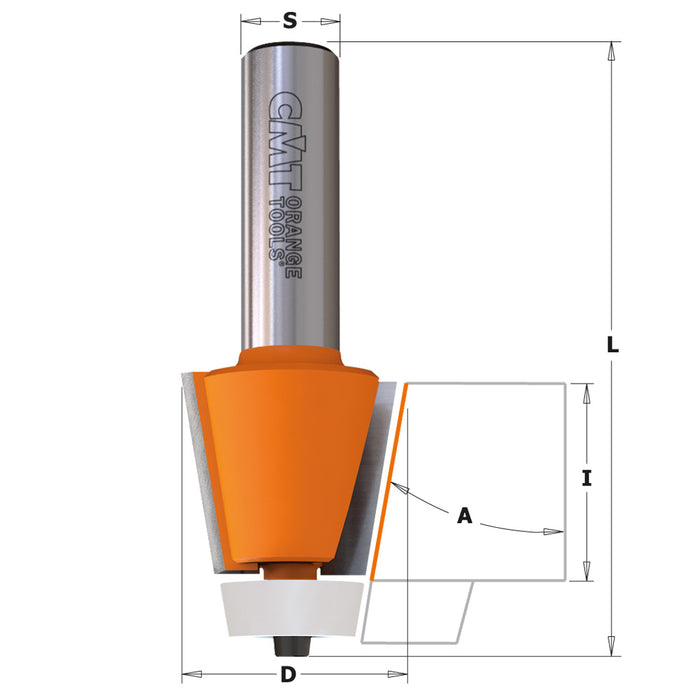 CMT Solid Surface Bevel Bowl Carbide Tipped Router Bit with Non-Marring Delrin Bearing