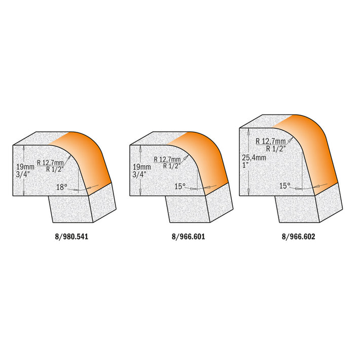 CMT Solid Surface Rounding Over Bowl Carbide Tipped Router Bit with Non-Marring Delrin Bearing