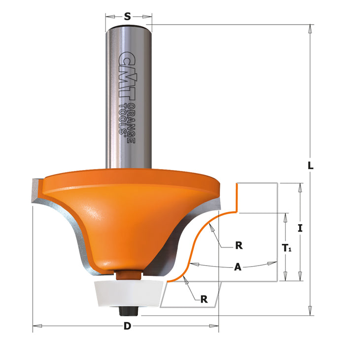 CMT Solid Surface Rounding Over Bowl Bit (Ogee Profile) with Non-Marring Delrin Bearing