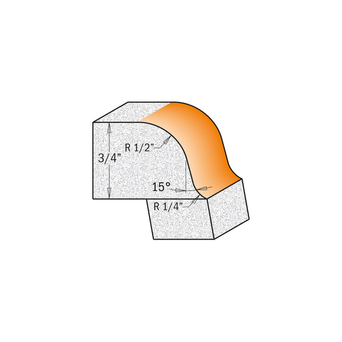 CMT Solid Surface Rounding Over Bowl Bit (Ogee Profile) with Non-Marring Delrin Bearing