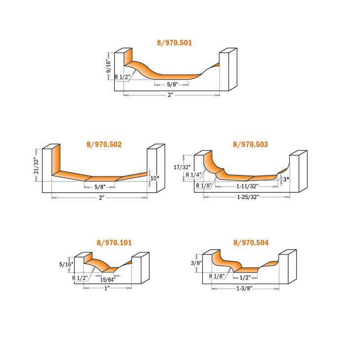 CMT Stile & Panel Carbide Tipped Router Bits for MDF