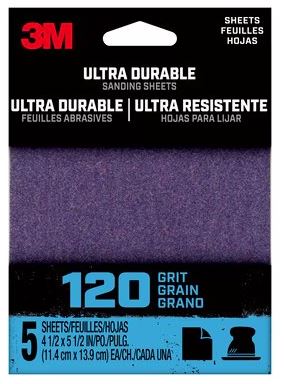 3M™ Ultra Durable Hand/Power Sanding 1/4 Sheets, 4-1/2" x 5-1/2", 5 pk, 60 to 320 Grit