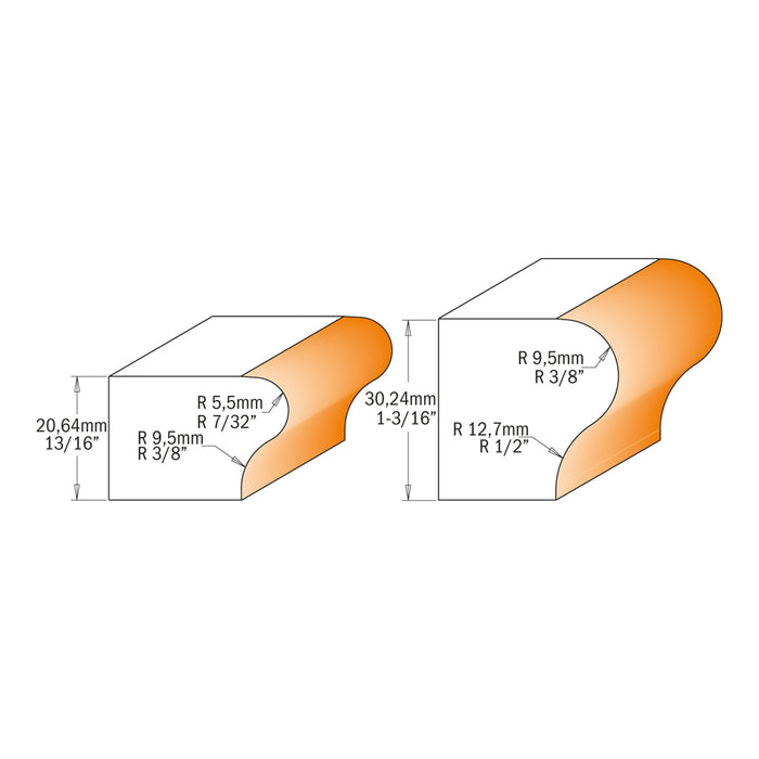 CMT Window Sill & Finger Pull Carbide Tipped Router Bits