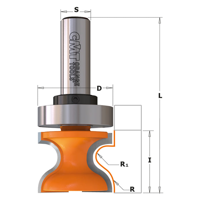 CMT Window Sill & Finger Pull Carbide Tipped Router Bits with Bearing