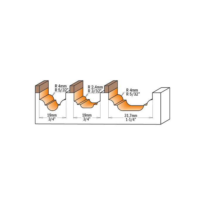 CMT Plunge Ogee Carbide Tipped Router Bits with Bearing