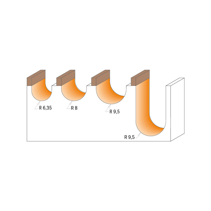 CMT Round Nose Carbide Tipped Router Bits with Bearings