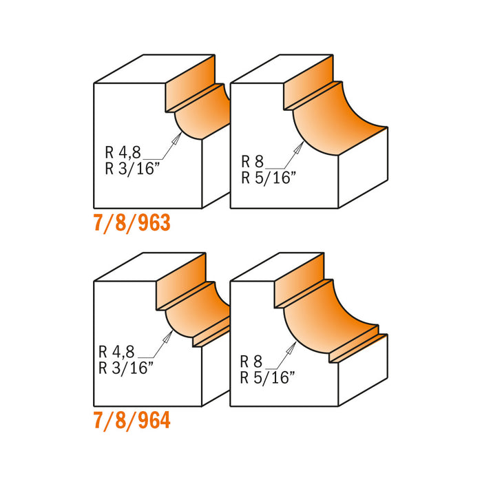 CMT Cavetto Edge Molding Carbide Tipped Router Bits with Bearing