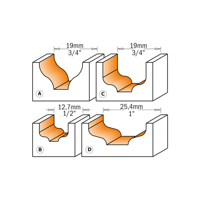 CMT Decorative Beading Carbide Tipped Router Bits