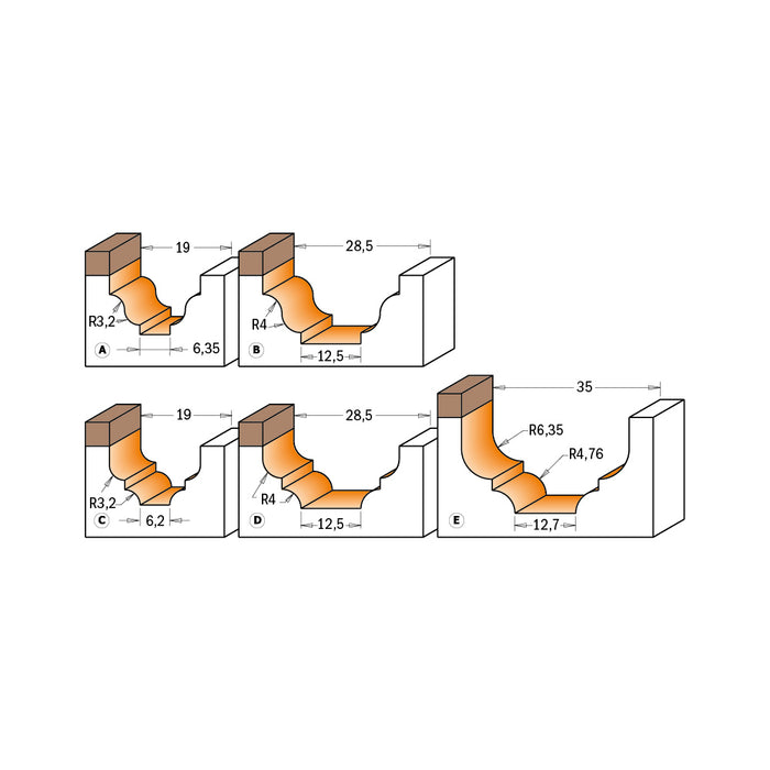 CMT Classical Bead Carbide Tipped Router Bits with Bearing