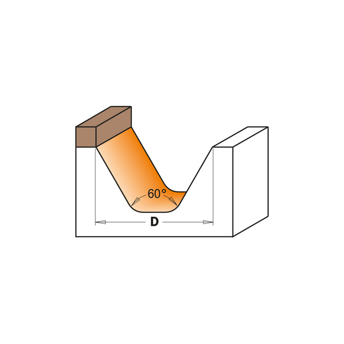 CMT Lettering Carbide Tipped Router Bit with Bearing (60°)