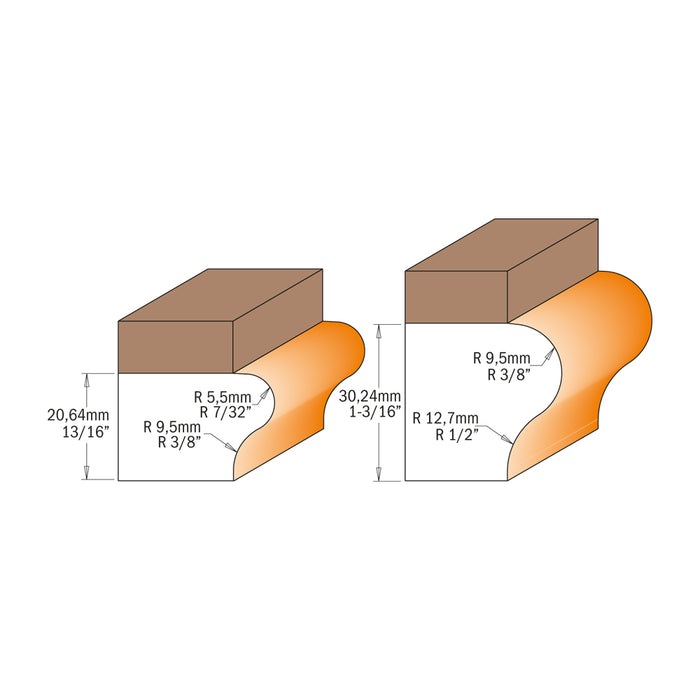 CMT Window Sill & Finger Pull Carbide Tipped Router Bits with Bearing