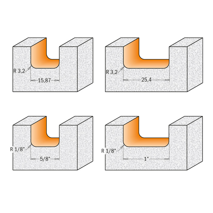 CMT Solid Surface Drainboard Carbide Tipped Router Bits