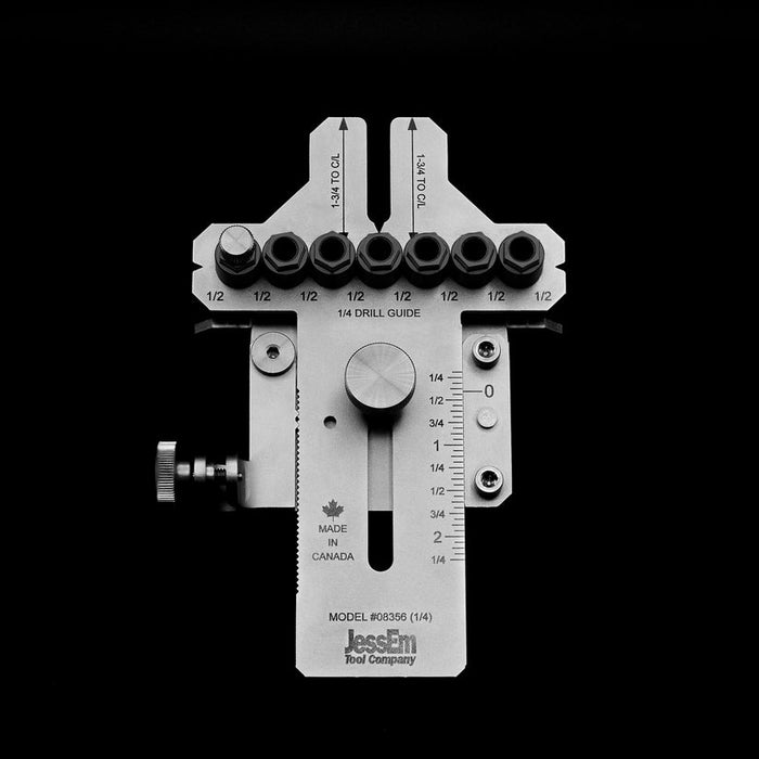 Jessem Stainless Professional Dowelling Jig Kit - with 3 Sizes (3/8", 1/4", 1/2"), 3 Angles and a Wall Bracket (DCE)