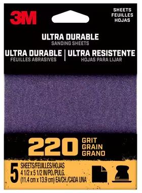 3M™ Ultra Durable Hand/Power Sanding 1/4 Sheets, 4-1/2" x 5-1/2", 5 pk, 60 to 320 Grit