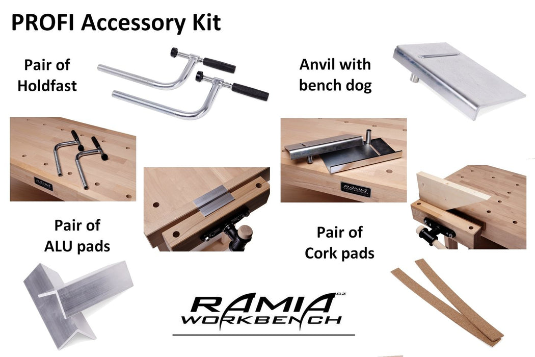 PRO-AMS2100 Premium Monster 2100 Joiner's Bench with 75" x 24" with 2" Thick Top with PRO-II Storage Cabinet & PROFI Accessory Kit (DCE)