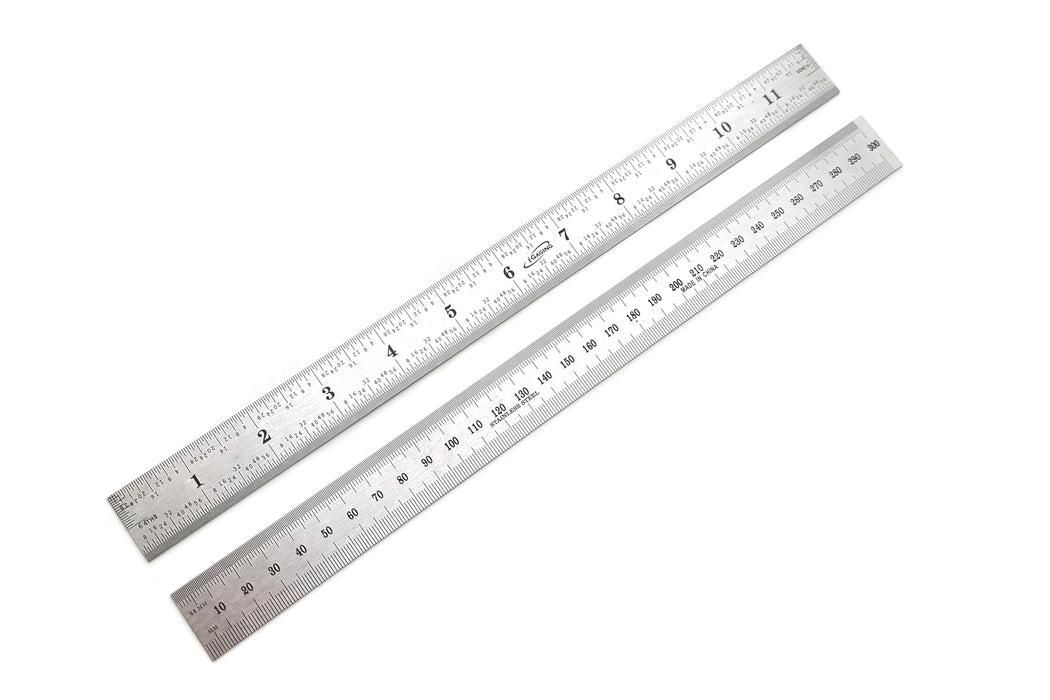 iGaging 12" Rigid Stainless Steel English/Metric Rulers (1/32:, 1/64", mm and ,5mm Grads)