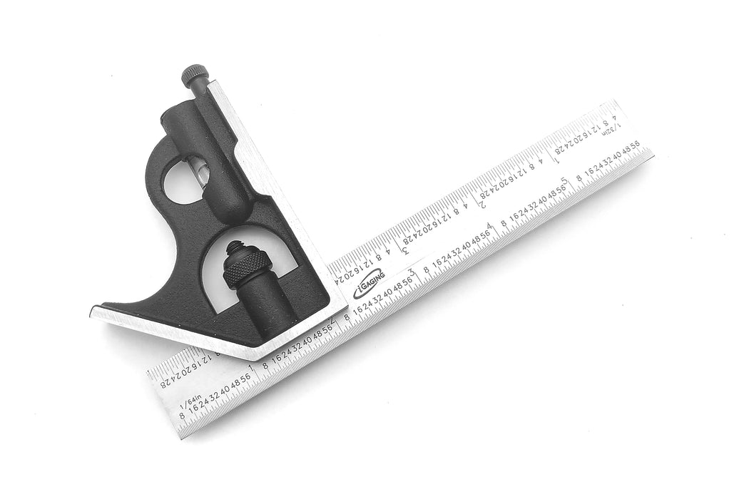 iGaging 6" 4R Combination Square with 1/8", 1/16", 1/32 and 1/64" Graduations