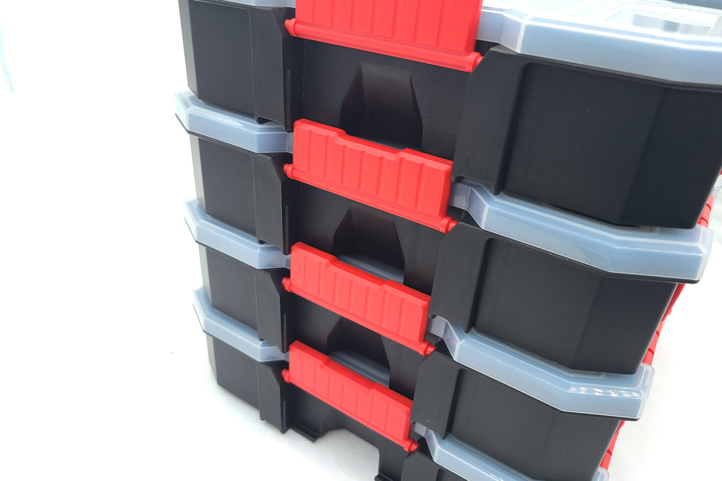 Medium 14 Compartment Portable Small Parts Organizer 12-5/8" x 10-3/8" x 2-1/2" Four Latches with Removable Dividers