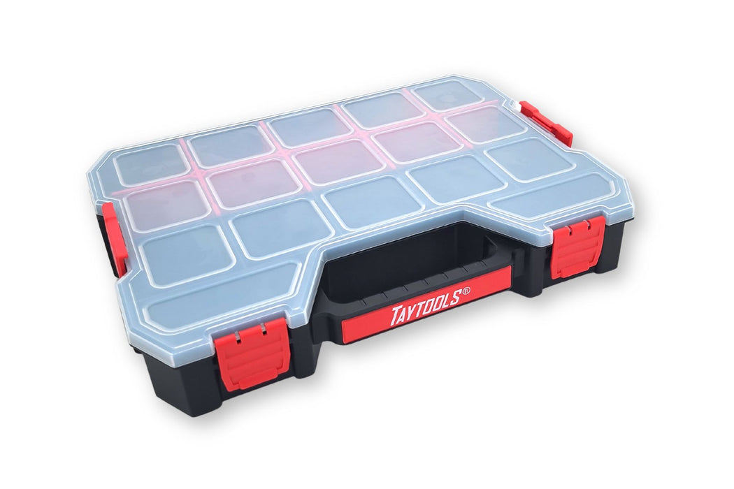 Large 17 Compartment Portable Small Parts Organizer 14-3/4” x 11-1/2" x 2-1/2” Four Latches with Removable Dividers