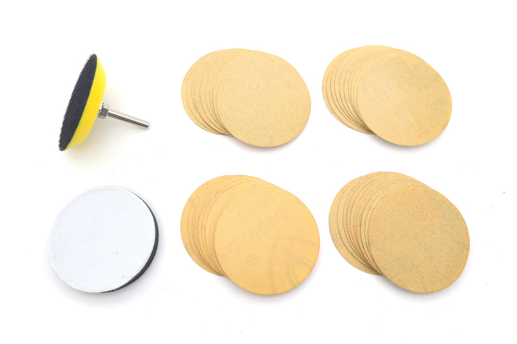 43 Piece 3" Bowl Sanding Disc Set with Mandrel, Soft Pads and 40 Sorby Hook & Loop Sanding Discs