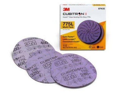 3M™ 775L Sanding Disc 15 Disc Multi Pack Cubitron II ™ Hookit™ (Hook and Loop) Attachment Clean Sand Multi-Hole Dust Extraction