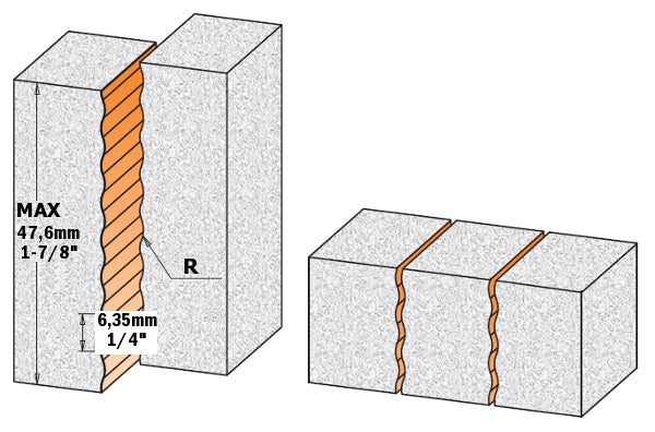 CMT Solid Surface Wavy Joint Router Bit, Carbide Tipped