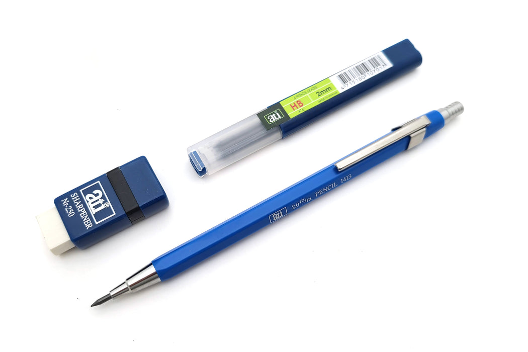 2.0mm Mechanical Pencil, 6 HB Leads, Sharpener