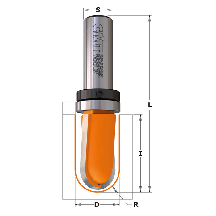 CMT Round Nose Carbide Tipped Router Bits with Bearings