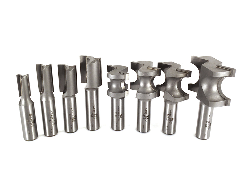 Whiteside 8pc Straight & Half Round Combo Router Bit Set - 1/2" Shank