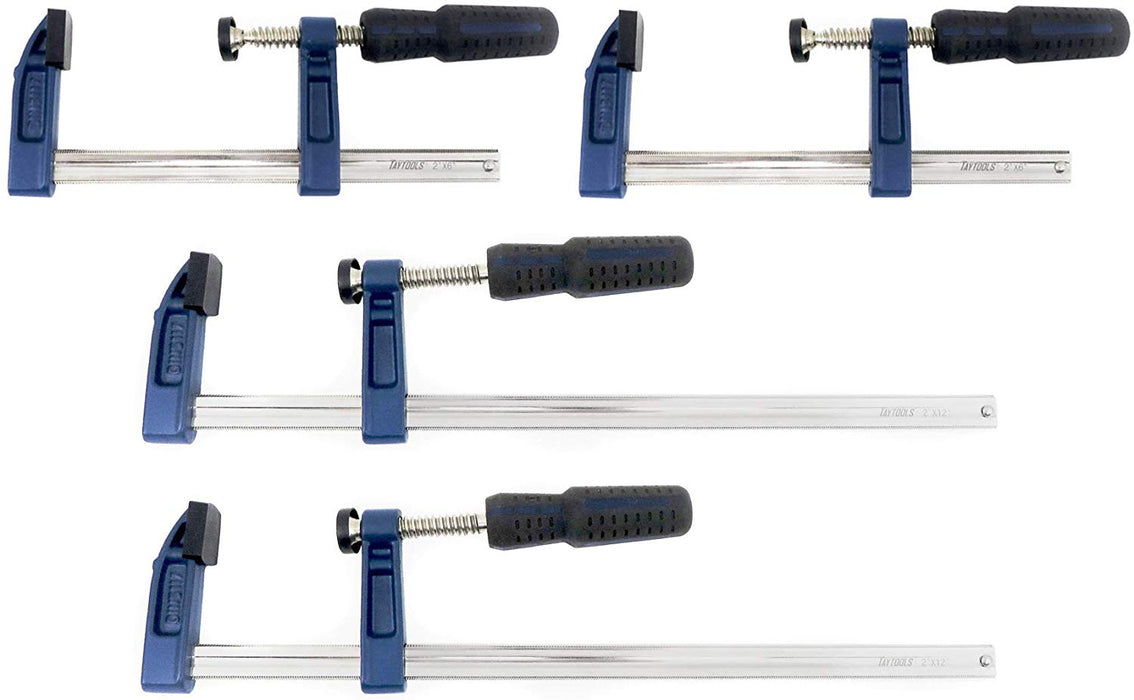 Scratch and Dent- 4 Pack 2 Each 6" & 12" German F Style Bar Clamps, 2" Throat, 380 Pounds Clamping Force