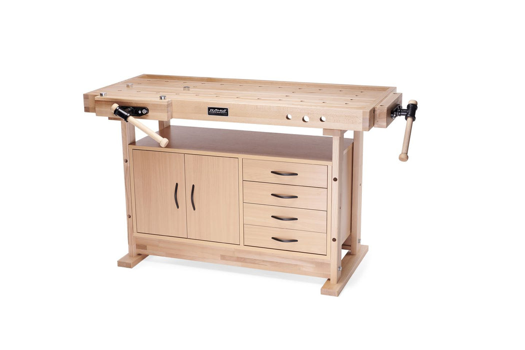 Ramia HB-D15000-C Diamond 1500 Workbench 59" x 30" with 1.18" Thick Top with Hobby-II Storage Cabinet & PROFI Accessory Kit (DCE)