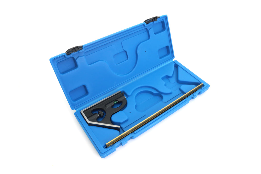 PEC Tools Premium 12" Combination Square with Hardened Head and Titanium Nitride-Coated Blade (4R Graduations: 1/64", 1/32", 1/16", 1/8")