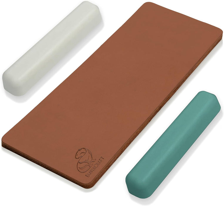 BeaverCraft (LS2P11) - Leather Strop with Green & White Polishing Compound