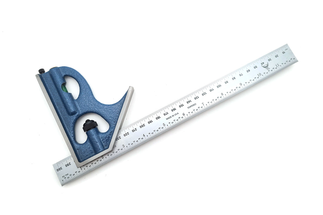 PEC Tools 12" (300mm) English/Metric 2 Piece Combination Square (0.5mm, 1mm, 1/32", 1/64" Graduations)