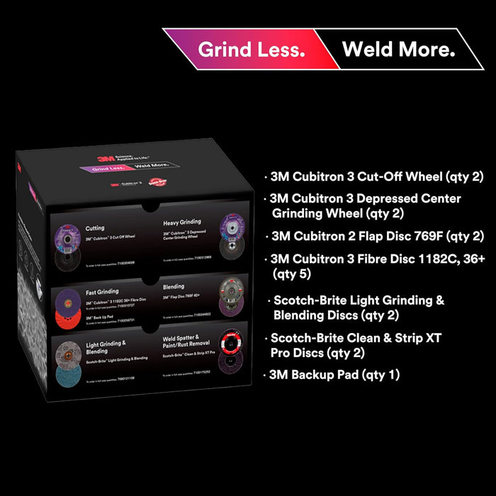 3M Grind Less Weld More Promo Kit - 4-1/2" Discs, 16 Piece Kit for Cutting, Grinding, Blending, Finishing, Rust Removal, Deburring