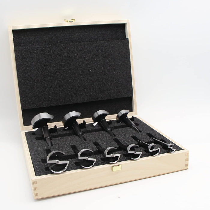 FISCH METRIC Black Shark Pro Forstner Bit Set 10pcs - (15, 20, 25, 30, 35, 40, 45, 50, 55mm diameter) x 90mm length