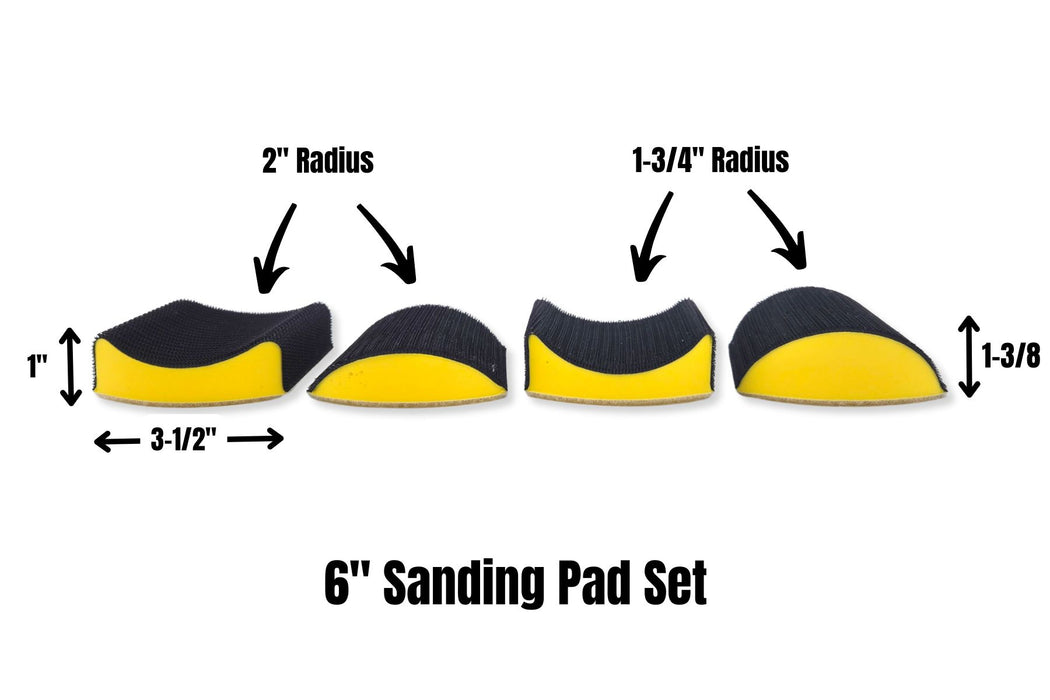 5 Piece Set Contoured Profile Hand Sanding Blocks for 6” Discs with Convex & Concave Shapes