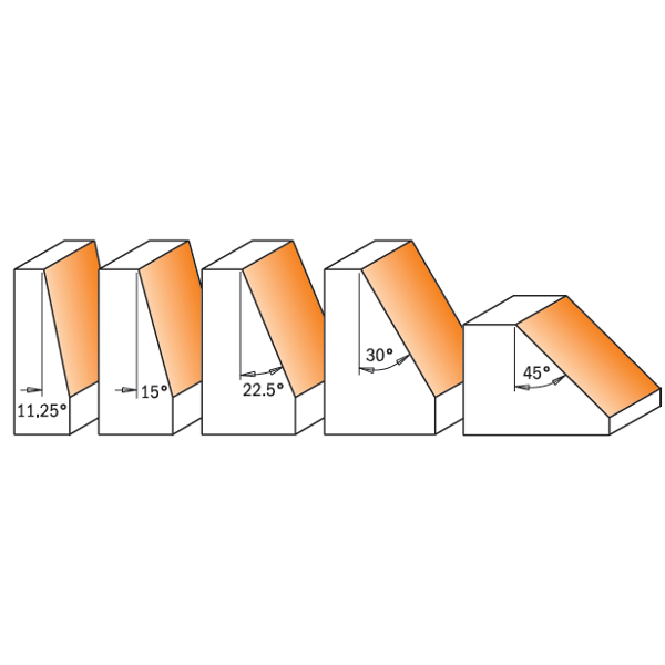 CMT 5 Piece Chamfer Carbide Tipped Router Bit Set