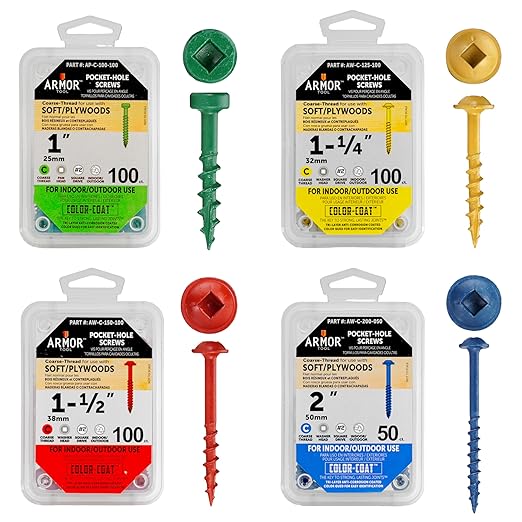 Armor 350 Piece Coarse-Thread Pocket Hole Screw Set for Softwoods