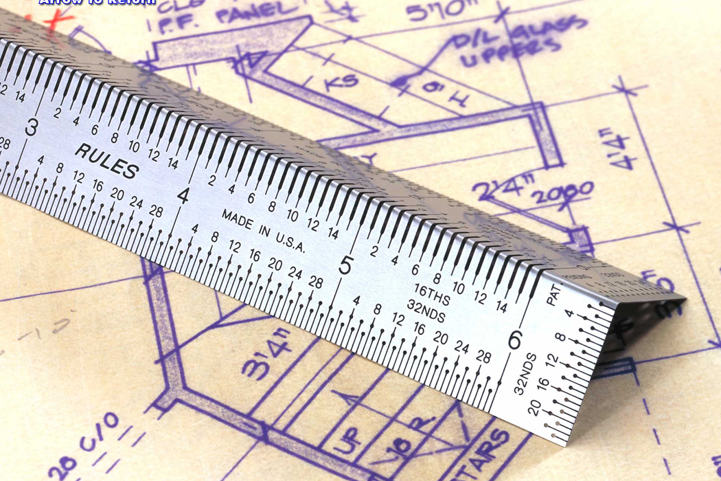 INCRA Imperial Stainless Steel Corner Bend Rules - Available in 6", 12", and 18"