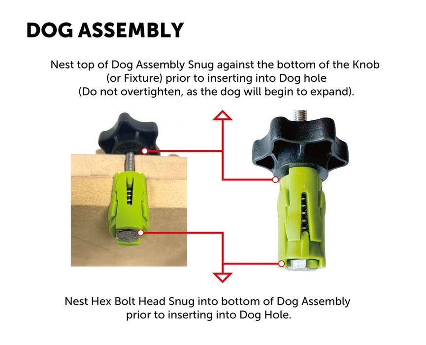 Bow Pack of Dogs for CNCs and Workbenches with 3/4" to 20mm Holes- Includes 6 Dog Assemblies