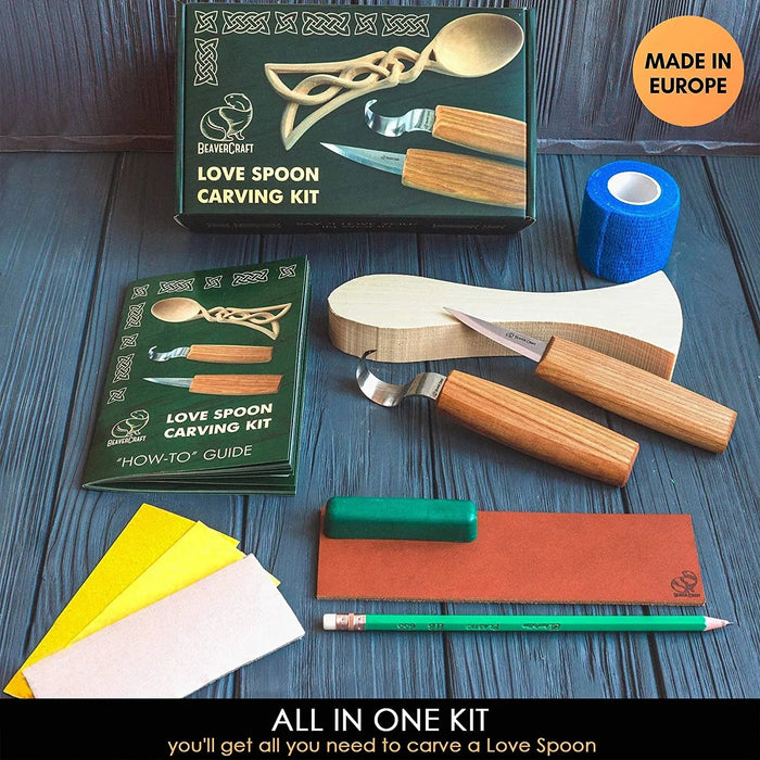 BeaverCraft (DIY04) Celtic Spoon Carving Kit - Complete Starter Whittling Kit for Beginners